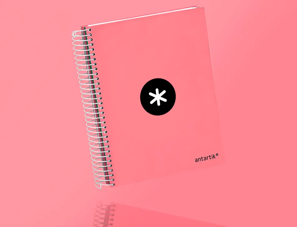 Cahier spirale antartik a5 240p 90g remborde quadrillage 5mm microperfore 5 bandes 6 trous coloris corail