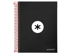 Cahier spirale antartik a5 240p 90g couverture rembordee quadrillage 5mm 6 trous coil-lock coloris noir
