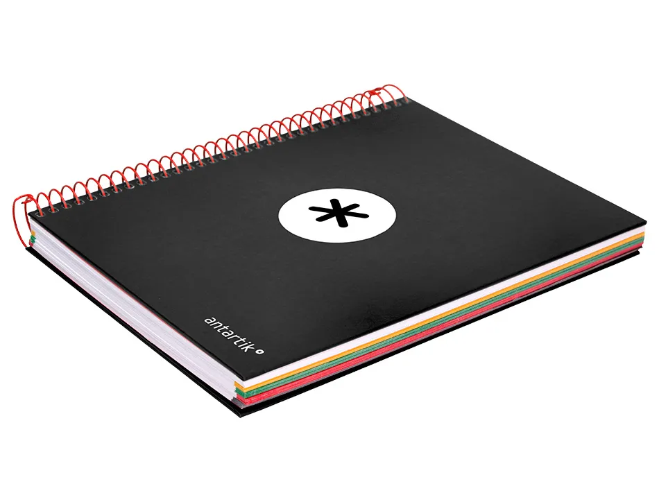 Cahier spirale antartik a5 240p 90g couverture rembordee quadrillage 5mm 6 trous coil-lock coloris noir