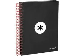 Cahier spirale antartik a5 240p 90g couverture rembordee quadrillage 5mm 6 trous coil-lock coloris noir