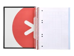 Cahier spirale antartik a5 240p 90g couverture rembordee quadrillage 5mm 6 trous coil-lock coloris noir