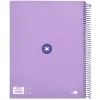 Cahier spirale antartik a4 240p 90g remborde quadrillage 5mm microperfore 5 bandes 4 trous coloris lavande