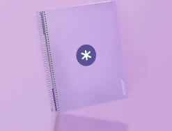 Cahier spirale antartik a4 240p 90g remborde quadrillage 5mm microperfore 5 bandes 4 trous coloris lavande