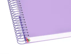 Cahier spirale antartik a4 240p 90g remborde quadrillage 5mm microperfore 5 bandes 4 trous coloris lavande