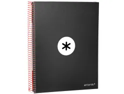 Cahier spirale antartik a4 240p 90g couverture rembordee quadrillage 5mm 4 trous coil-lock coloris noir