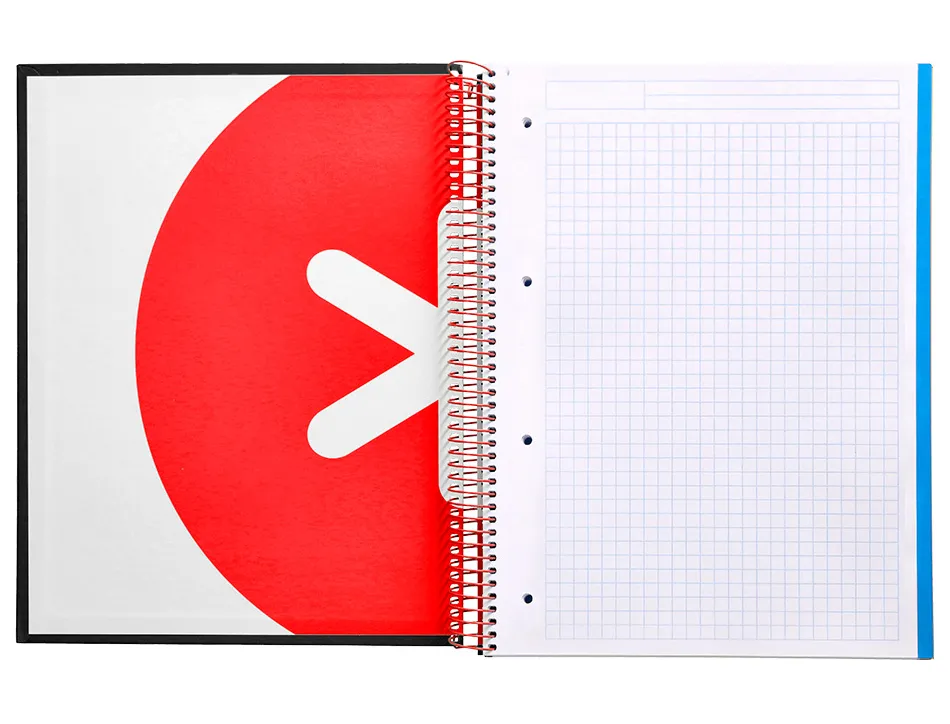 Cahier spirale antartik a4 240p 90g couverture rembordee quadrillage 5mm 4 trous coil-lock coloris noir