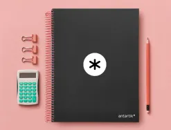 Cahier spirale antartik a4 240p 90g couverture rembordee quadrillage 5mm 4 trous coil-lock coloris noir