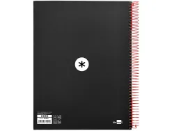 Cahier spirale antartik a4 240p 90g couverture rembordee quadrillage 5mm 4 trous coil-lock coloris noir