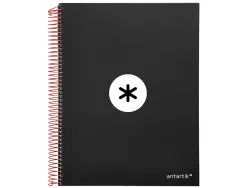 Cahier spirale antartik a4 240p 90g couverture rembordee quadrillage 5mm 4 trous coil-lock coloris noir