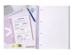 Cahier spirale antartik a4 80p 90g couverture cartonee reglure dot 4 trous coloris rose pastel