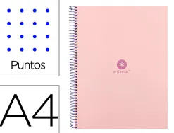 Cahier spirale antartik a4 80p 90g couverture cartonee reglure dot 4 trous coloris rose pastel