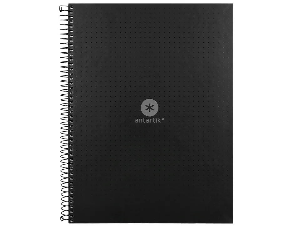 Cahier spirale antartik a4 80p 90g couverture cartonee reglure dot 4 trous coloris noir