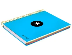 Cahier spirale antartik a5 240p 90g couverture rembordee quadrillage 5mm 6 trous coil-lock coloris bleu