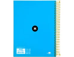 Cahier spirale antartik a5 240p 90g couverture rembordee quadrillage 5mm 6 trous coil-lock coloris bleu