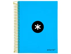 Cahier spirale antartik a5 240p 90g couverture rembordee quadrillage 5mm 6 trous coil-lock coloris bleu