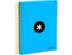 Cahier spirale antartik a5 240p 90g couverture rembordee quadrillage 5mm 6 trous coil-lock coloris bleu