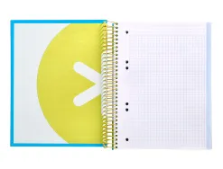 Cahier spirale antartik a5 240p 90g couverture rembordee quadrillage 5mm 6 trous coil-lock coloris bleu