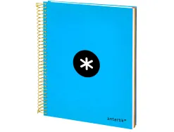 Cahier spirale antartik a5 240p 90g couverture rembordee quadrillage 5mm 6 trous coil-lock coloris bleu