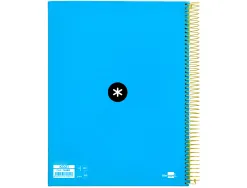Cahier spirale antartik a4 240p 90g couverture rembordee quadrillage 5mm 4 trous coil-lock coloris bleu