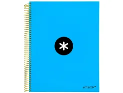 Cahier spirale antartik a4 240p 90g couverture rembordee quadrillage 5mm 4 trous coil-lock coloris bleu