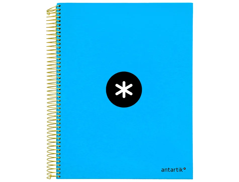 Cahier spirale antartik a4 240p 90g couverture rembordee quadrillage 5mm 4 trous coil-lock coloris bleu