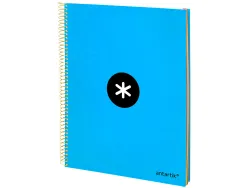 Cahier spirale antartik a4 240p 90g couverture rembordee quadrillage 5mm 4 trous coil-lock coloris bleu