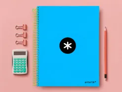 Cahier spirale antartik a4 240p 90g couverture rembordee quadrillage 5mm 4 trous coil-lock coloris bleu