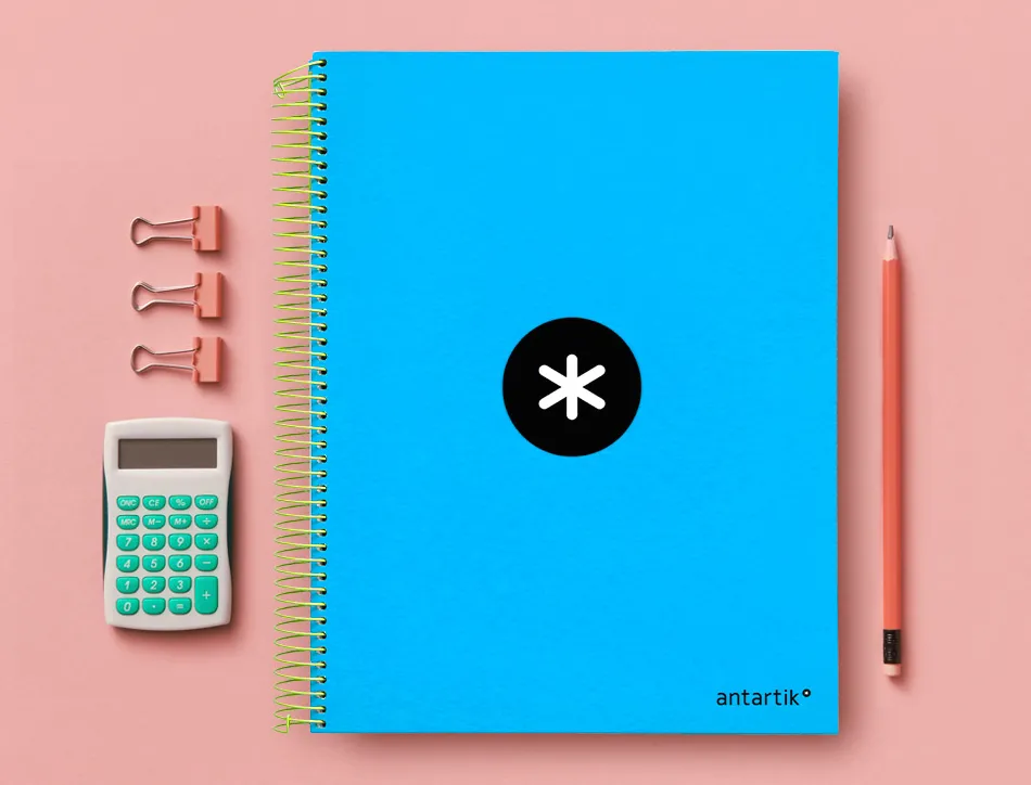 Cahier spirale antartik a4 240p 90g couverture rembordee quadrillage 5mm 4 trous coil-lock coloris bleu
