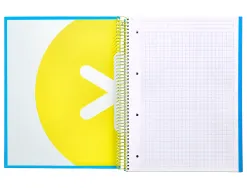 Cahier spirale antartik a4 240p 90g couverture rembordee quadrillage 5mm 4 trous coil-lock coloris bleu