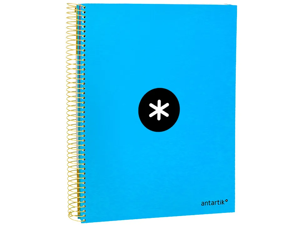 Cahier spirale antartik a4 240p 90g couverture rembordee quadrillage 5mm 4 trous coil-lock coloris bleu