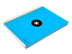 Cahier spirale antartik a4 240p 90g couverture rembordee quadrillage 5mm 4 trous coil-lock coloris bleu