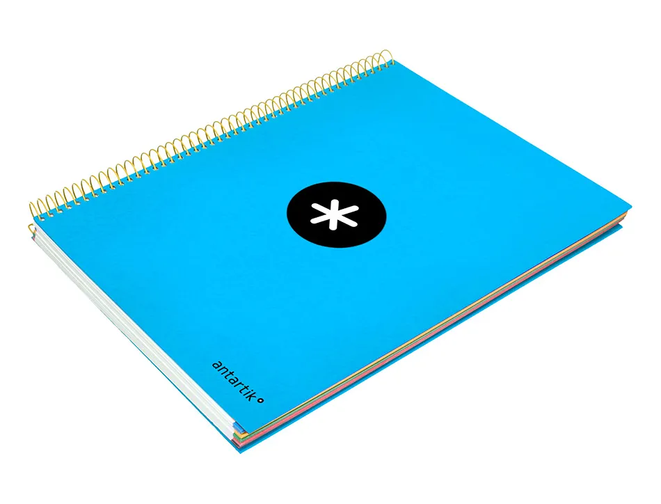 Cahier spirale antartik a4 240p 90g couverture rembordee quadrillage 5mm 4 trous coil-lock coloris bleu