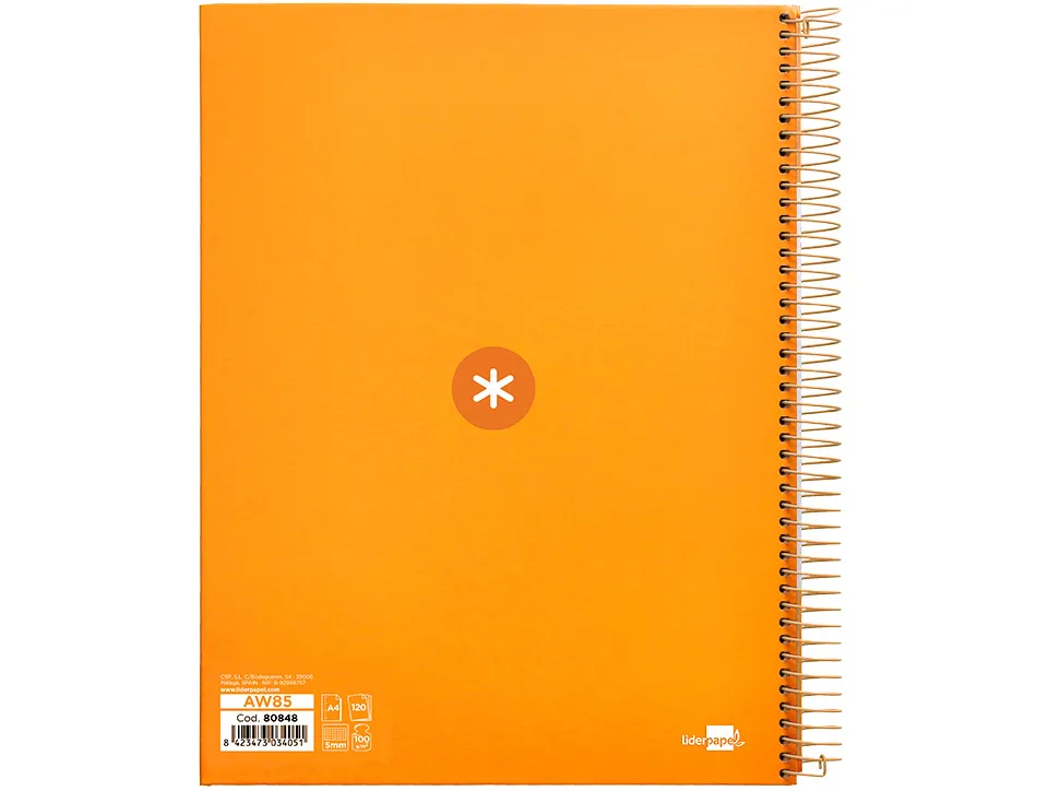 Cahier spirale antartik a4 240p 90g remborde 5x5mm microperfore 5 bandes 4 trous coloris jaune moutarde