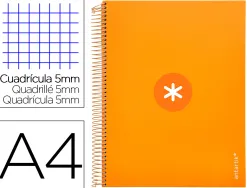 Cahier spirale antartik a4 240p 90g remborde 5x5mm microperfore 5 bandes 4 trous coloris jaune moutarde