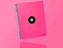 Cahier spirale antartik a4 240p 90g couverture rembordee quadrillage 5mm 4 trous coil-lock coloris rose fluo