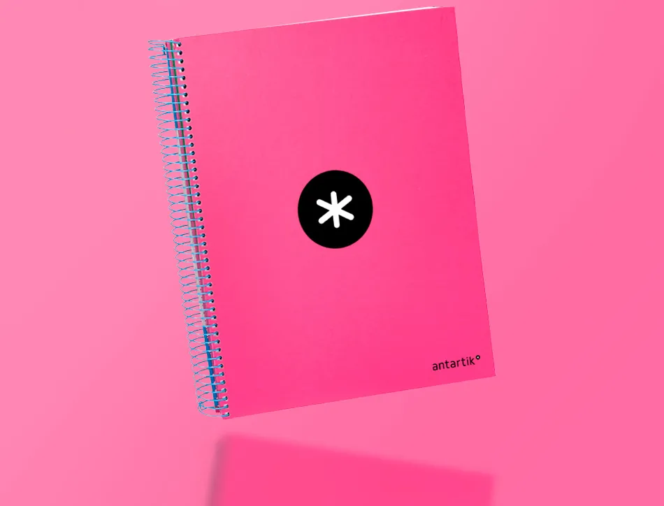 Cahier spirale antartik a4 240p 90g couverture rembordee quadrillage 5mm 4 trous coil-lock coloris rose fluo