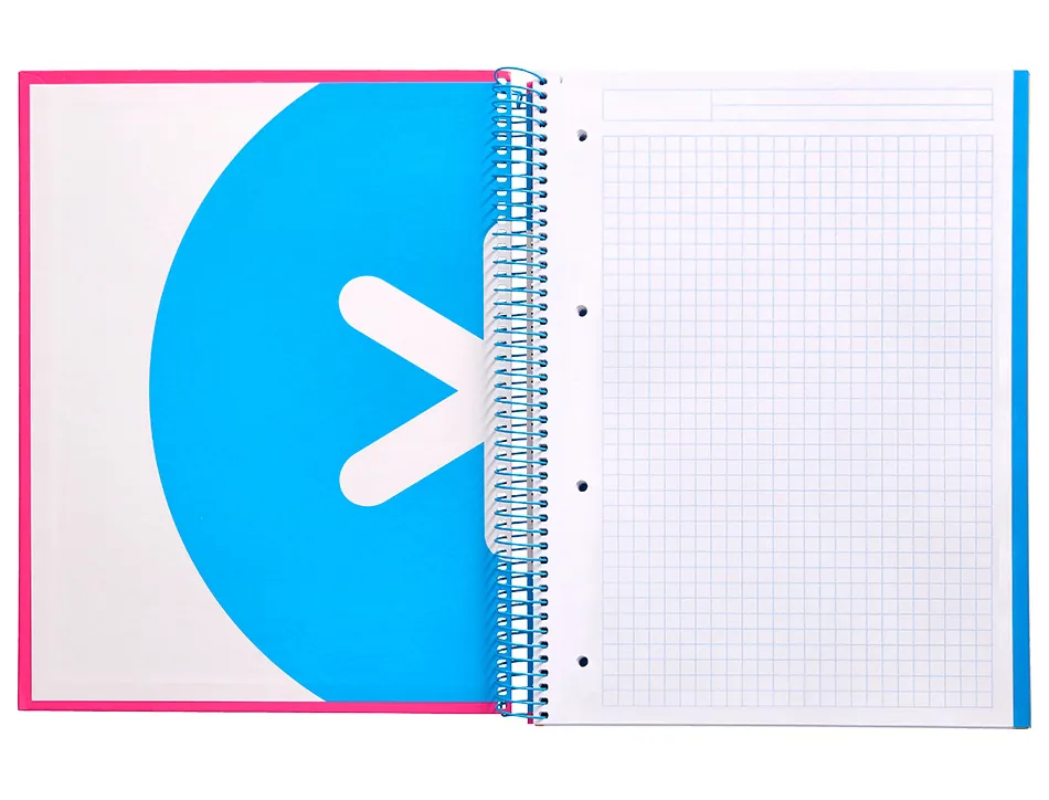 Cahier spirale antartik a4 240p 90g couverture rembordee quadrillage 5mm 4 trous coil-lock coloris rose fluo