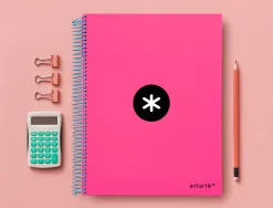 Cahier spirale antartik a4 240p 90g couverture rembordee quadrillage 5mm 4 trous coil-lock coloris rose fluo