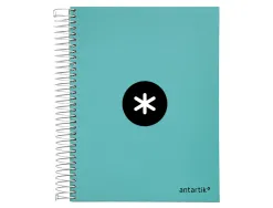 Cahier spirale antartik a5 240p 90g remborde quadrillage 5mm microperfore 5 bandes 6 trous coloris menthe