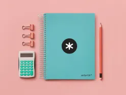 Cahier spirale antartik a5 240p 90g remborde quadrillage 5mm microperfore 5 bandes 6 trous coloris menthe