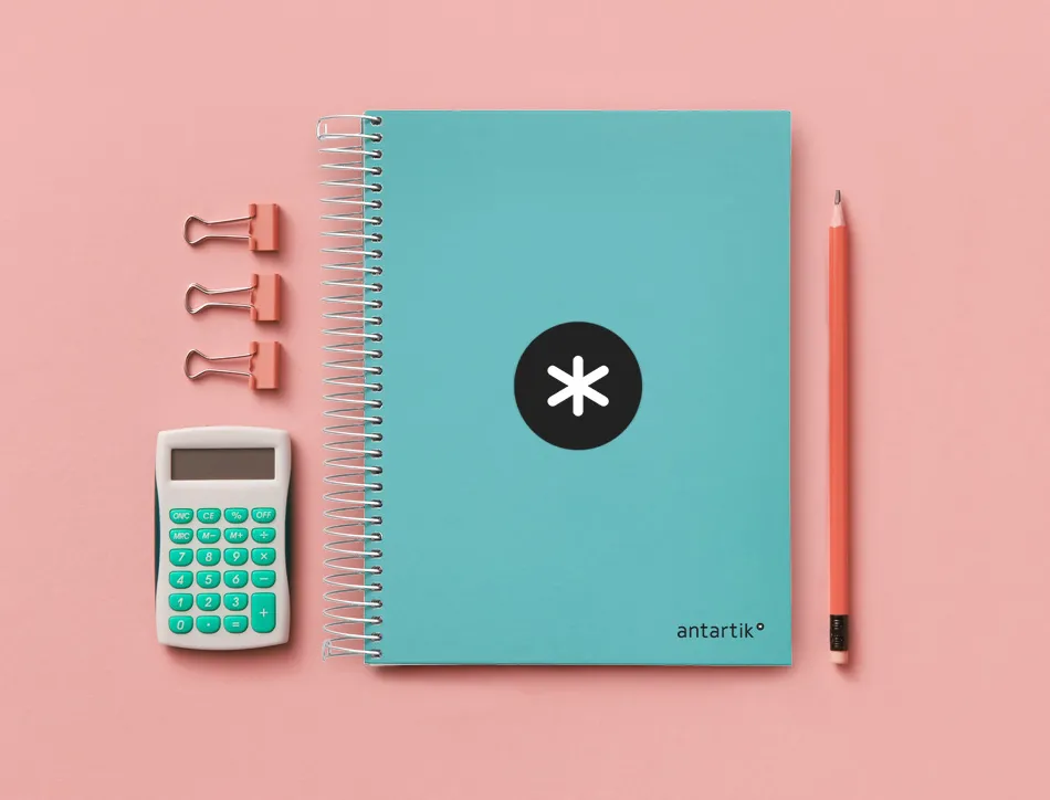 Cahier spirale antartik a5 240p 90g remborde quadrillage 5mm microperfore 5 bandes 6 trous coloris menthe