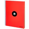 Cahier spirale antartik a4 240p 90g couverture rembordee quadrillage 5mm 4 trous coil-lock coloris rouge