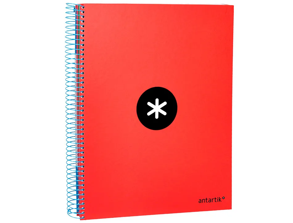 Cahier spirale antartik a4 240p 90g couverture rembordee quadrillage 5mm 4 trous coil-lock coloris rouge