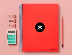 Cahier spirale antartik a4 240p 90g couverture rembordee quadrillage 5mm 4 trous coil-lock coloris rouge