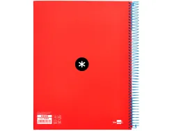 Cahier spirale antartik a4 240p 90g couverture rembordee quadrillage 5mm 4 trous coil-lock coloris rouge