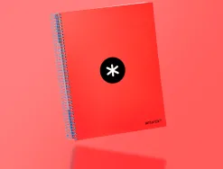 Cahier spirale antartik a4 240p 90g couverture rembordee quadrillage 5mm 4 trous coil-lock coloris rouge