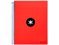 Cahier spirale antartik a4 240p 90g couverture rembordee quadrillage 5mm 4 trous coil-lock coloris rouge