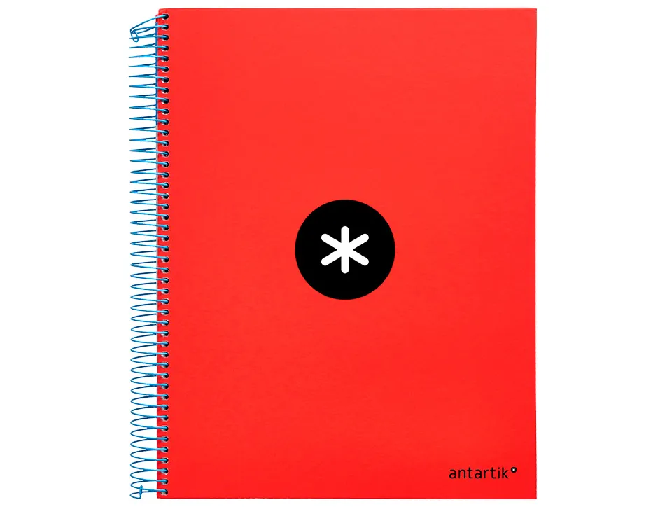 Cahier spirale antartik a4 240p 90g couverture rembordee quadrillage 5mm 4 trous coil-lock coloris rouge