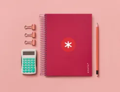 Cahier spirale antartik a5 14,8x21cm 240p 90g/m2 5x5mm 6 trous coil-lock coloris framboise