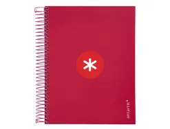 Cahier spirale antartik a5 14,8x21cm 240p 90g/m2 5x5mm 6 trous coil-lock coloris framboise